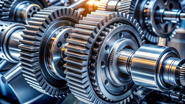 Close-up of a mechanical differential gear system, showcasing intricate details of toothed wheels and axles, highlighting precision engineering and technical complexity.