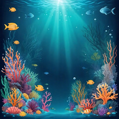 Naklejka premium coral reef and fishes