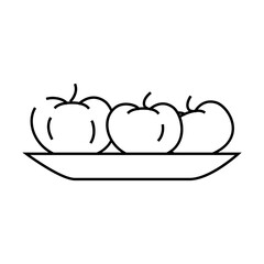 plate with tomatoes line icon vector. plate with tomatoes sign. isolated contour symbol black illustration