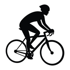 man riding a bicycle silhouette, on a white background vector