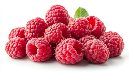 Fresh Raspberries in Various Angles and Views, Isolated on White Background Generative AI
