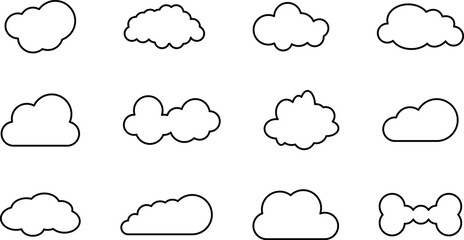Simple outline cloud vector icon. Symbol for forecast and online data storage. Isolated illustration in white background.