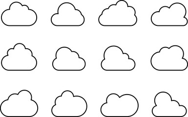 Simple outline cloud vector icon. Symbol for forecast and online data storage. Isolated illustration in white background.