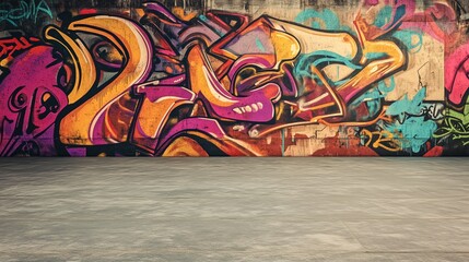 Fototapeta premium vibrant graffiti wall mural with bold colors and intricate designs