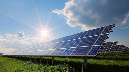 Solar panels for clean eco-friendly electricity generation. Renewable energy generation concept