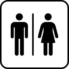 Toilet vector icon. WC sign. Female or male restroom. WC door plate symbol illustration.