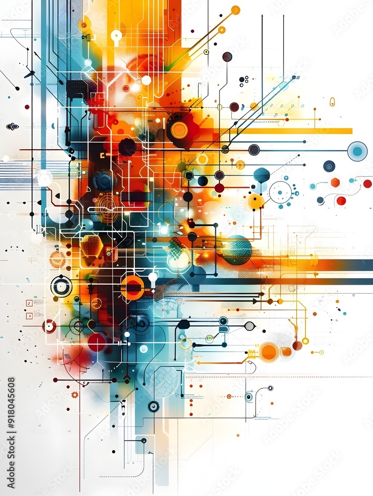Poster abstract technology background with geometric shapes and lines.