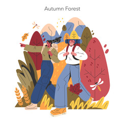 Welcome Fall. Flat Vector Illustration