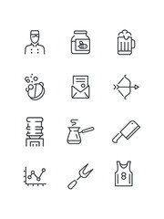 Cleaver chopper, Coffee turkish, Cupid bow, Document justice, icons for web and applications