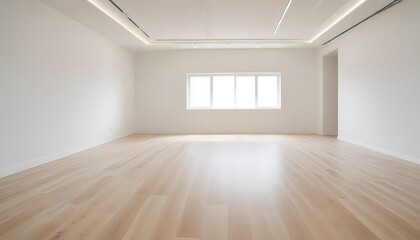 Fototapeta premium Hardwood floor with sunlight streaming through windows, creating a warm and inviting atmosphere