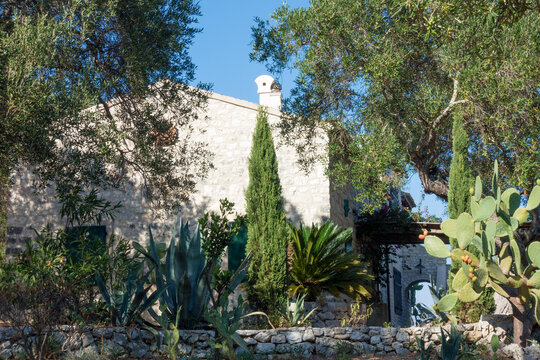Architecture in Vitsentsiatika village in Othonoi island, Greece