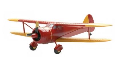 Toy Biplane with Red Body and Yellow Wings