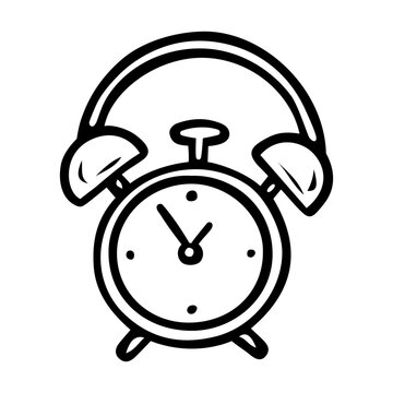 recommend clip art: Retro clock alarm clock hand drawn doodle. Time to sleep and wake up. Vector outline line art illustration.