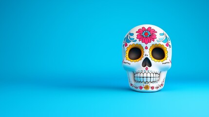 a skull with flower on it's head