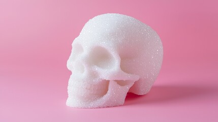 a sugar skull on pink background