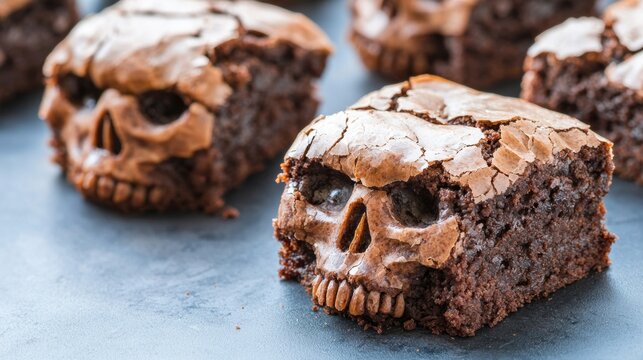 a chocolate skull cookie with biter