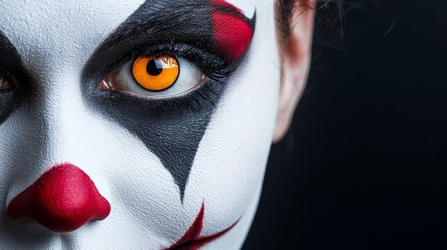 a close up of person with clown makeup