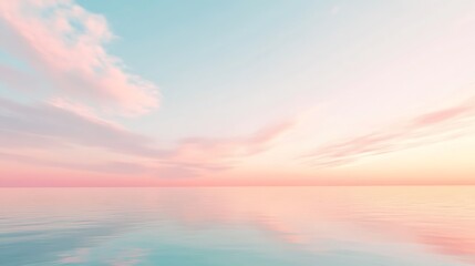 A serene sky at sunrise, with soft pastel colors spreading across the horizon