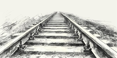 A pencil sketch of a railroad track.