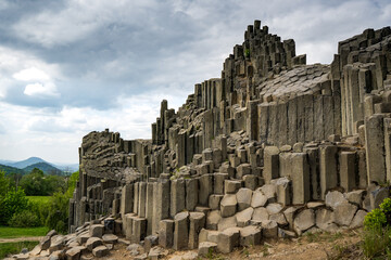 basalt column formation of panská skála in czech republic