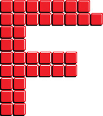Alphabet Letter F, Uppercase F, 8-bit Pixel Style, Retro Old Game Font, Vintage Typography