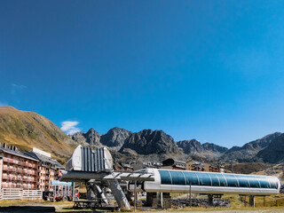 Andorra , El Pas de la Casa - 22 June 2023 - view from El Pas de la Casa , an Andorran town and ski resort in the Pyrenees mountains, near the French border