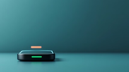 Efficient Technology: Close-Up of Solid-State Battery in Wireless Charging Dock with Glowing Indicator on Modern Background