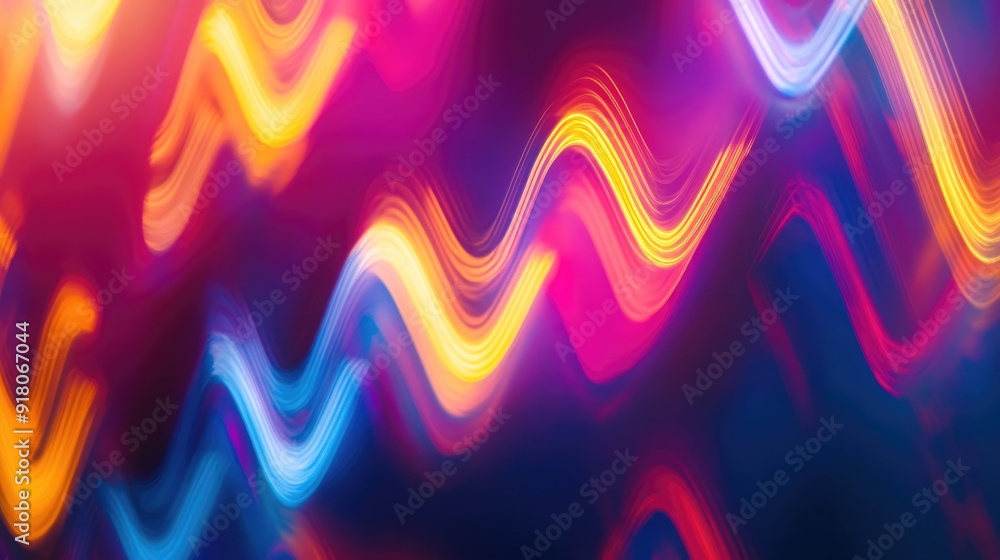 Poster bright zigzag lights forming a striking pattern, set against a dark background, emphasizing movement