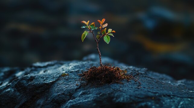 Close-up of a small tree's regrowth after a storm, symbolizing the strength and resilience of a community rebuilding together. - Powered by Adobe