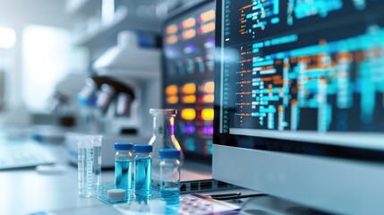 Futuristic DNA Sequencing Equipment in a State-of-the-Art Healthcare Innovation Lab