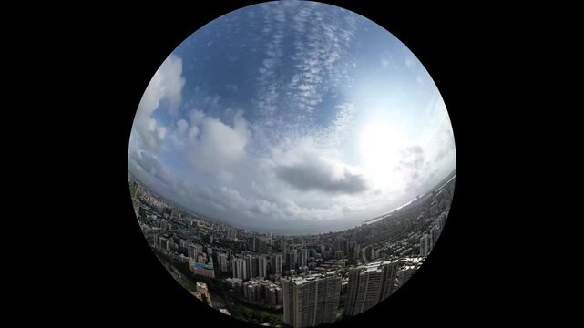 Mumbai aerial view flyby Fisheye 4K UltraHD