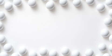 Golf Frame. White Golf Ball Border with Copy Space, Top View, Sport Concept