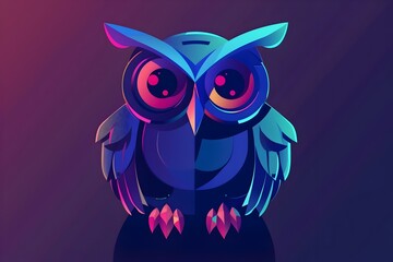 Obraz premium Sleek Robotic Owl Tech Logo for Branding and Design