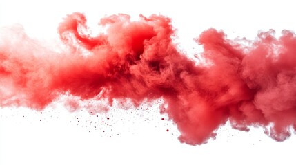 Abstract Red Smoke Explosion on White Background, Dynamic Motion Concept Generative AI