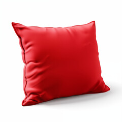 Red Square Pillow Mockup  Isolated on White Background