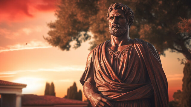Realistic photo of a athletic greek philosophe