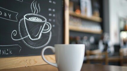 Fototapeta premium Coffee shop menu board with chalk art, detailed and artistic design 