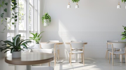 Modern Minimalism: Bright and Airy Cafe with Large Windows