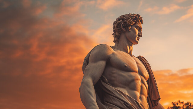 Realistic photo of a athletic greek philosophe