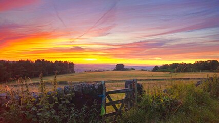 Golden Hour, Sunset Over Stanton Moor, Derbyshire, Peak District National Park, UK, Landscape Photography