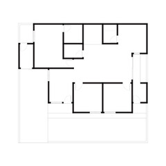 Black and White floor plan of a modern unfurnished house for your design. Suburban house vector blueprint. Architectural background.