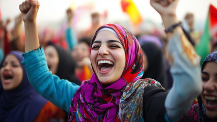 Celebration of Freedom: Women Cheering During Arab Spring