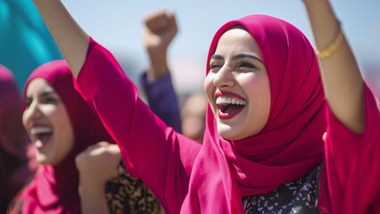 Celebration of Freedom: Women Cheering During Arab Spring