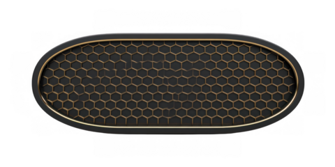 Oval Black Panel with Golden Neon Outline