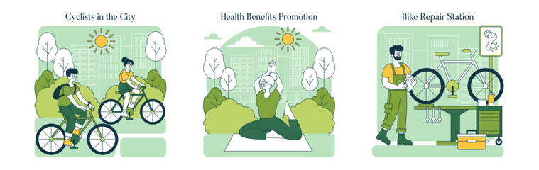 World Car Free Day. Flat Vector Illustration