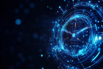 An abstract digital background featuring a clock, with intricate patterns and textures that blend seamlessly with vibrant colors and geometric shapes