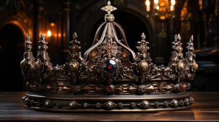 Obraz premium golden crown on black HD 8K wallpaper Stock Photographic Image 