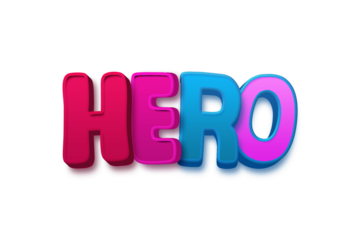 Hero transparent 3d text style