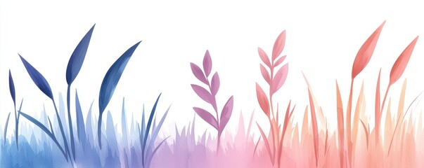Colorful grass silhouettes in vibrant hues, creating a serene and artistic background ideal for design projects.