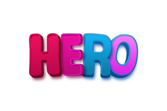 Hero transparent 3d text style